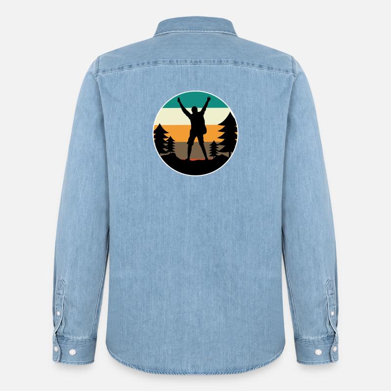 Berggipfel Wanderer Wanderung Bergsteigen Klettern - Männer Jeanshemd Organic von Stanley/Stella - verwaschenes Hellblau