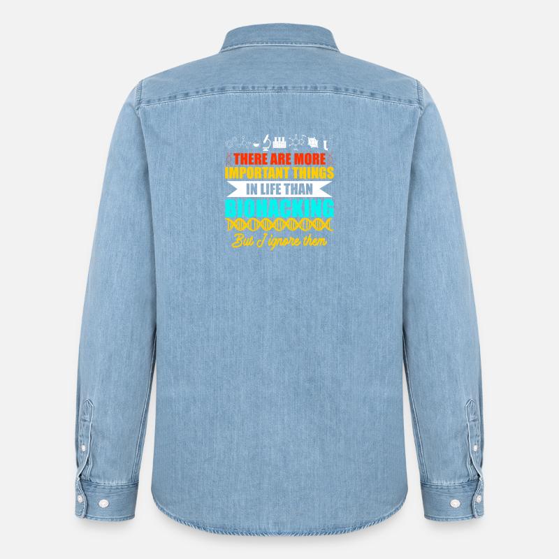 Biohacker Design - Männer Jeanshemd Organic von Stanley/Stella - verwaschenes Hellblau
