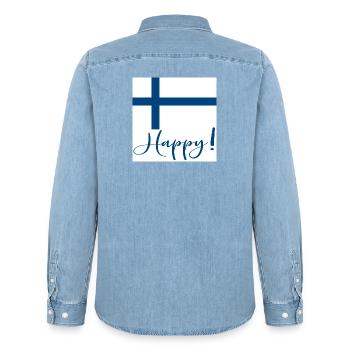 DRAPEAU FINLANDAIS - SIGNE HEUREUX - Chemise en denim homme bio Stanley/Stella - bleu clair délavé - Dos - AI Model Male 185 light (185cm)