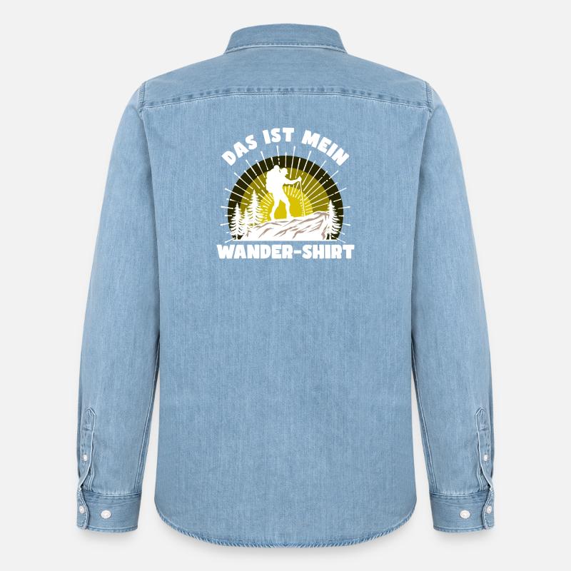 Wandern Statement Bergsteigen Klettern Statement - Männer Jeanshemd Organic von Stanley/Stella - verwaschenes Hellblau