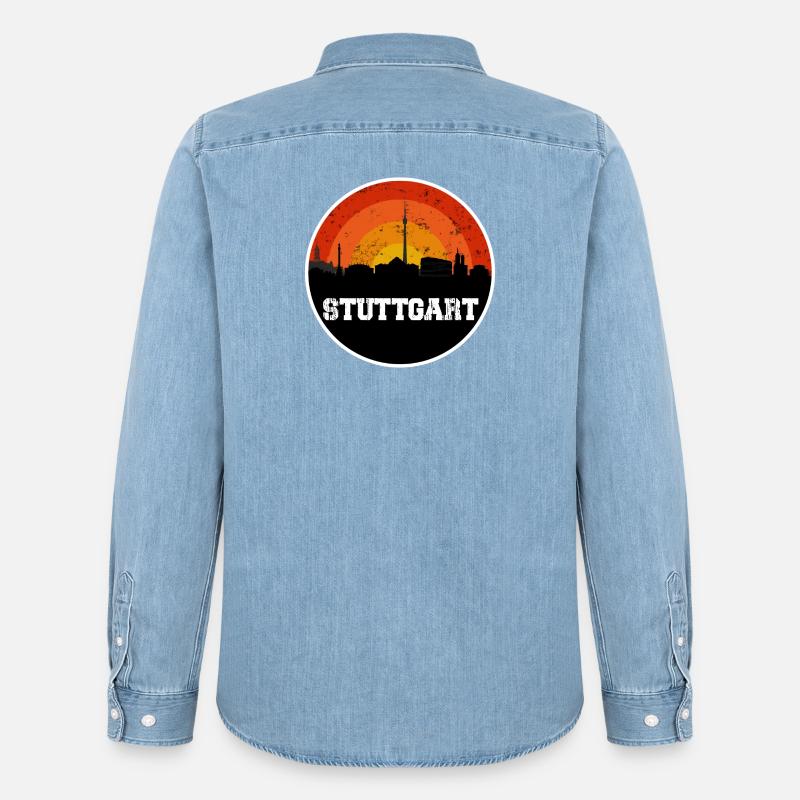Stuttgart Skyline - Männer Jeanshemd Organic von Stanley/Stella - verwaschenes Hellblau