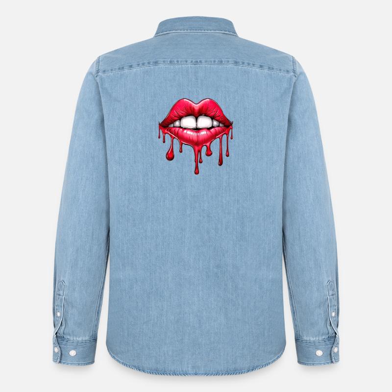 Lips - Men’s Organic Denim Shirt by Stanley/Stella - light wash