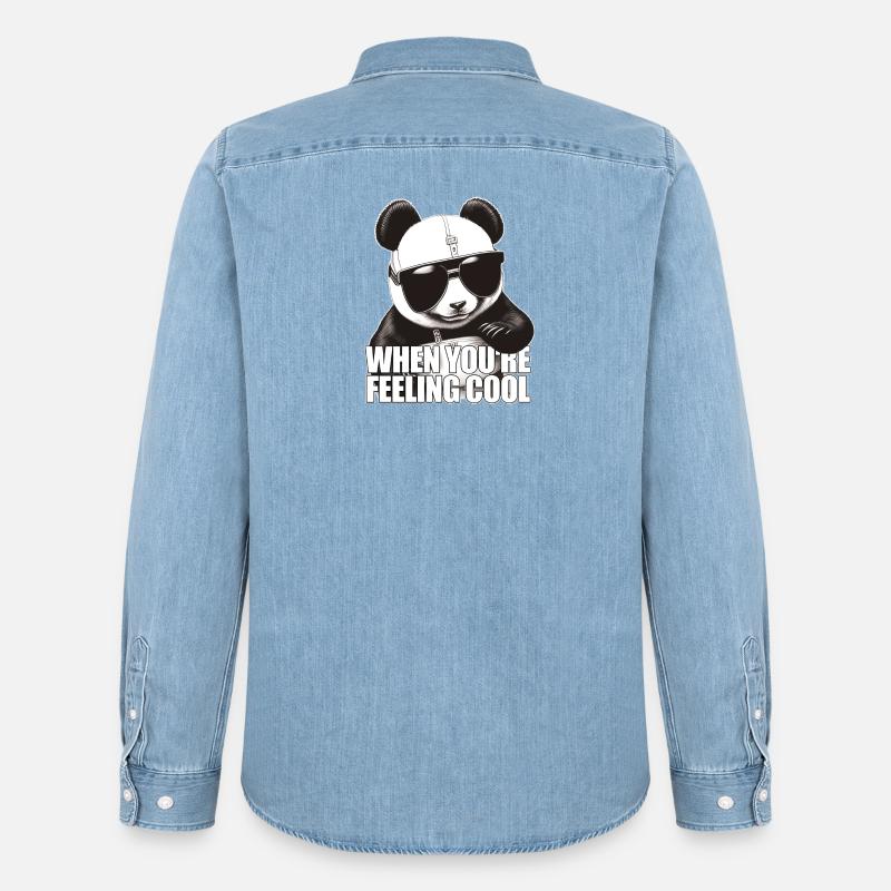 Cool panda feeling good - Männer Jeanshemd Organic von Stanley/Stella - verwaschenes Hellblau