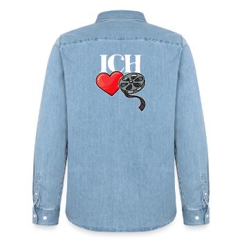 Herz Statement Ich Liebe Movies Film Schauen Kino - Männer Jeanshemd Organic von Stanley/Stella - verwaschenes Hellblau - Hinten - AI Model Male 185 light (185cm)