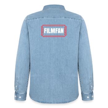 Film Schauen Theater Movies Statement Filmabend - Männer Jeanshemd Organic von Stanley/Stella - verwaschenes Hellblau - Hinten - AI Model Male 185 light (185cm)