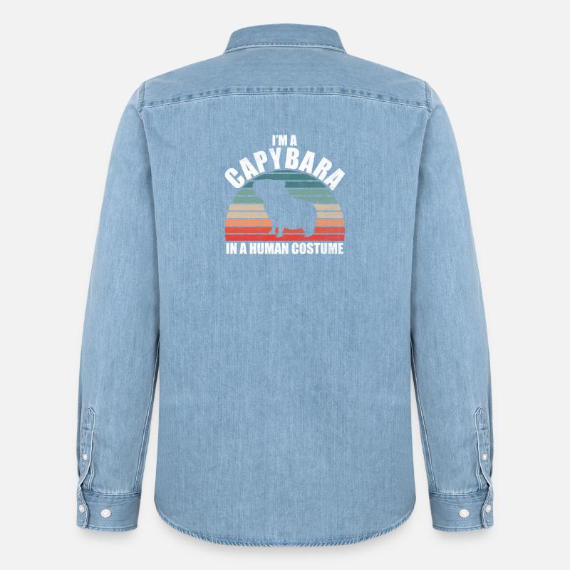 Capybara Zootier Design - Männer Jeanshemd Organic von Stanley/Stella - verwaschenes Hellblau