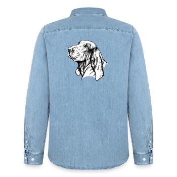 Bracco Italiano Portrait - Men’s Organic Denim Shirt by Stanley/Stella - light wash - Back - AI Model Male 185 light (185cm)