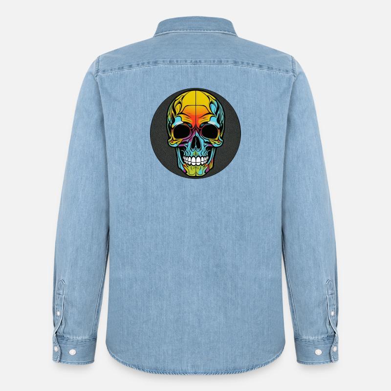 Skull bunt mit rand - Männer Jeanshemd Organic von Stanley/Stella - verwaschenes Hellblau