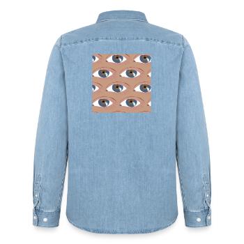 Eyes lined up - Men’s Organic Denim Shirt by Stanley/Stella - light wash - Back - AI Model Male 185 light (185cm)