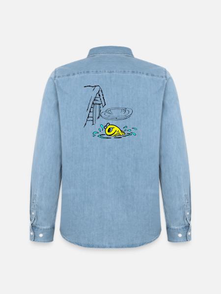 Gold Fisch - Männer Jeanshemd Organic von Stanley/Stella - verwaschenes Hellblau