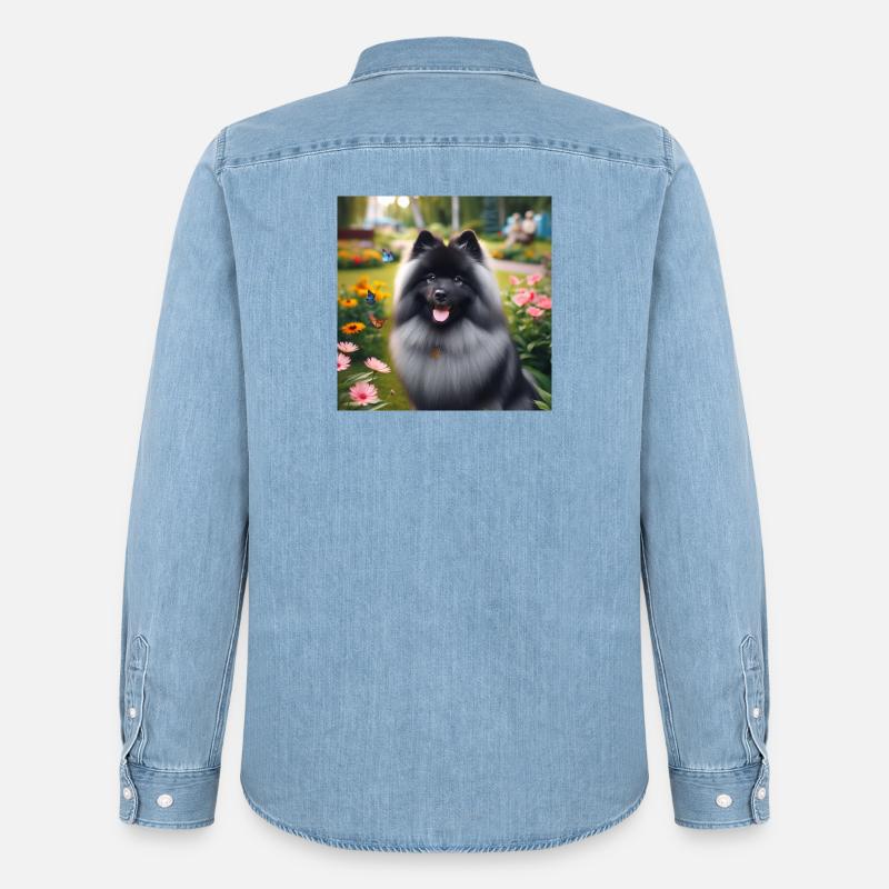 Wolspitz Keeshond - Camicia in denim uomo bio di Stanley/Stella - azzurro chiaro slavato