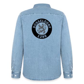 Düsseldorfer Löwe 1288 Local Sketch - Männer Jeanshemd Organic von Stanley/Stella - verwaschenes Hellblau - Hinten - AI Model Male 185 light (185cm)
