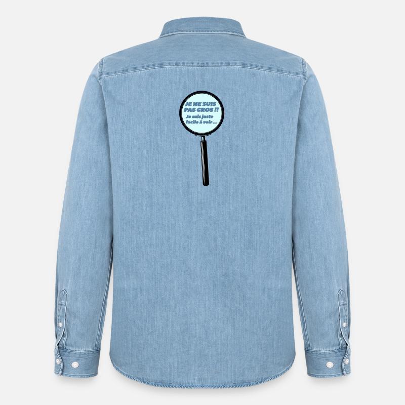 Ich bin nicht dick - Männer Jeanshemd Organic von Stanley/Stella - verwaschenes Hellblau