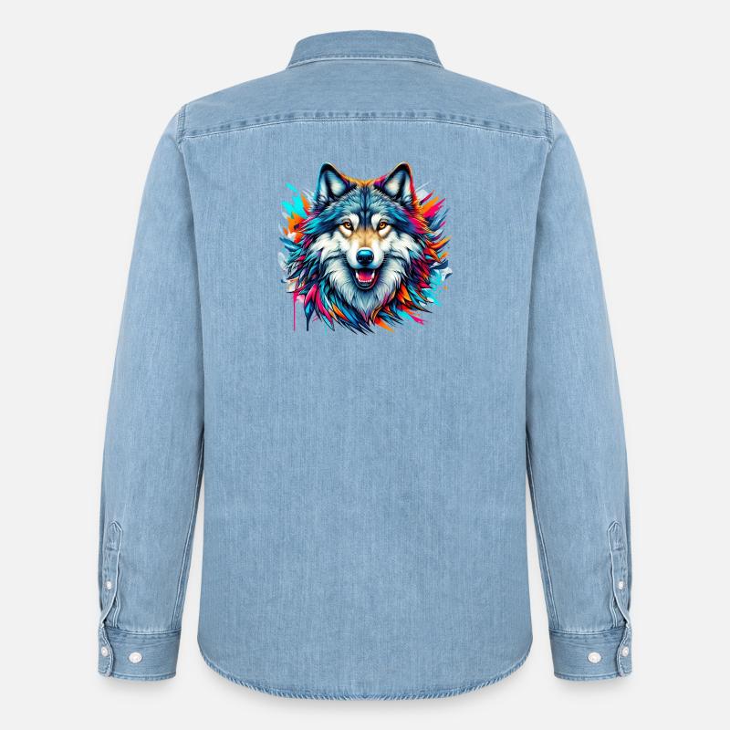 Wolf - Männer Jeanshemd Organic von Stanley/Stella - verwaschenes Hellblau
