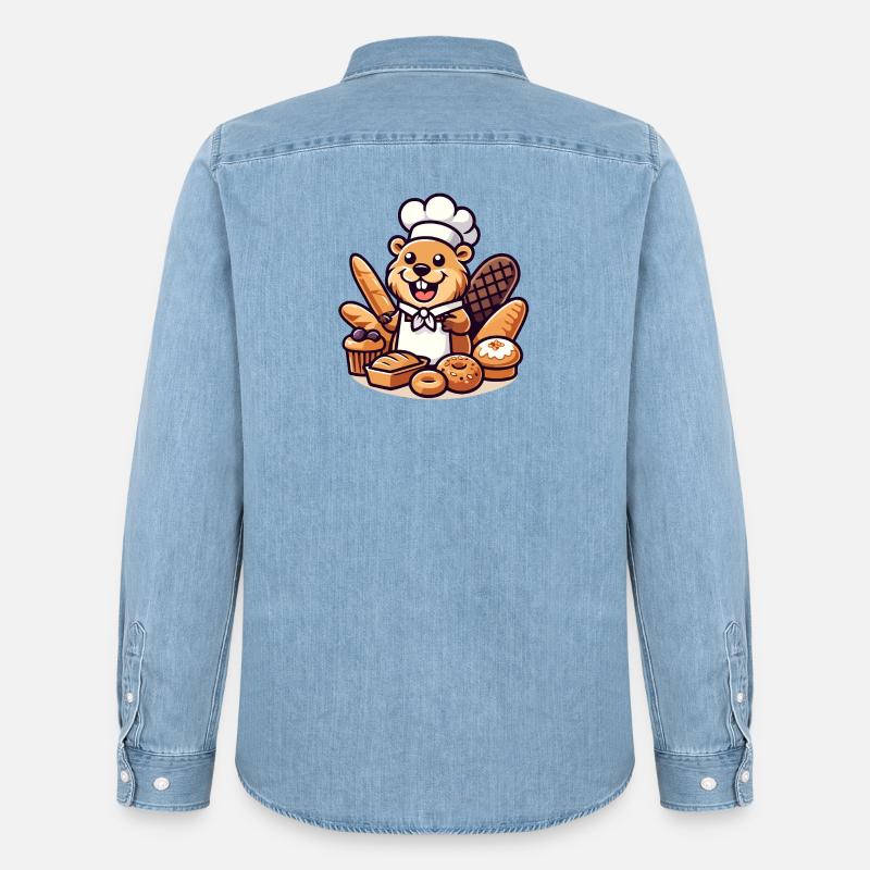 Baker Beaver: Der Konditorei-Profi - Männer Jeanshemd Organic von Stanley/Stella - verwaschenes Hellblau