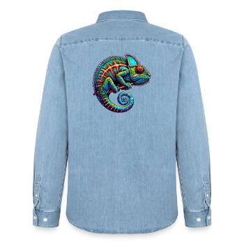 Caméléon - Chemise en denim homme bio Stanley/Stella - bleu clair délavé - Dos - AI Model Male 185 light (185cm)