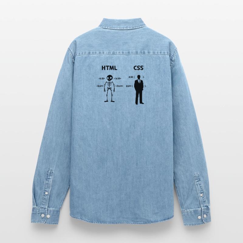 Developer Programmer Coden Css Scripting Code Men’s Organic Denim Shirt by Stanley/Stella