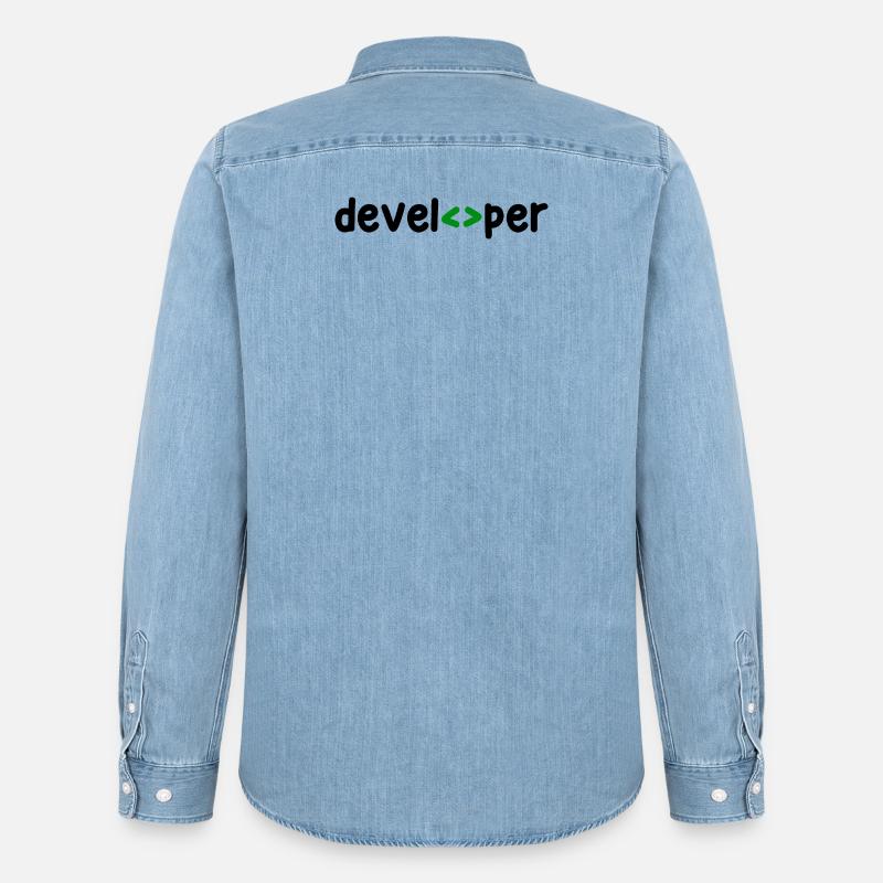 Developer Spruch Coden Softwareentwickler Nerd - Männer Jeanshemd Organic von Stanley/Stella - verwaschenes Hellblau