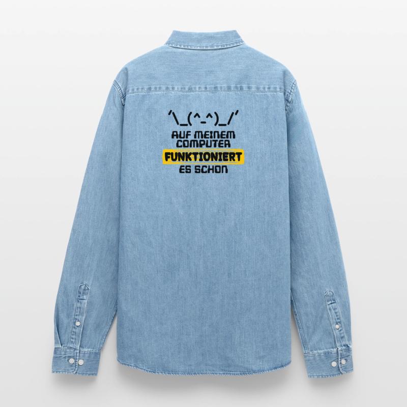 Developer Statement Code Scripting Programmer Men’s Organic Denim Shirt by Stanley/Stella