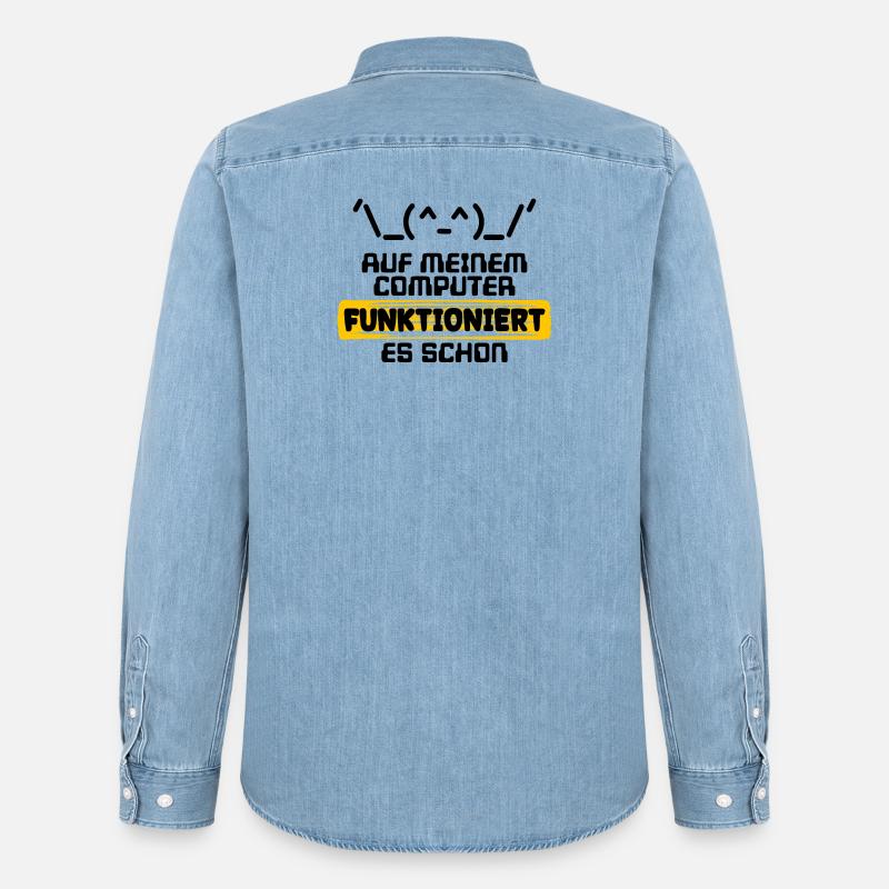 Developer Statement Code Scripting Programmer - Men’s Organic Denim Shirt by Stanley/Stella - light wash