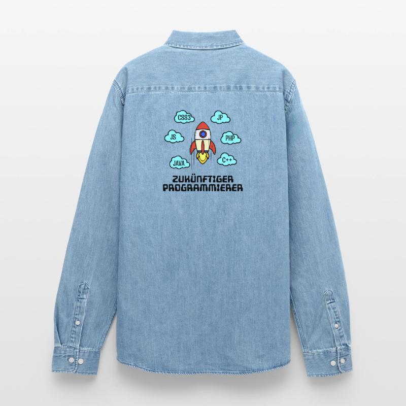 Développeur de code CSS Programmeur C++ Java Php Chemise en denim homme bio Stanley/Stella