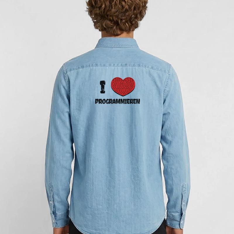 Developer Herz Webentwickler Statement Computer Männer Jeanshemd Organic von Stanley/Stella