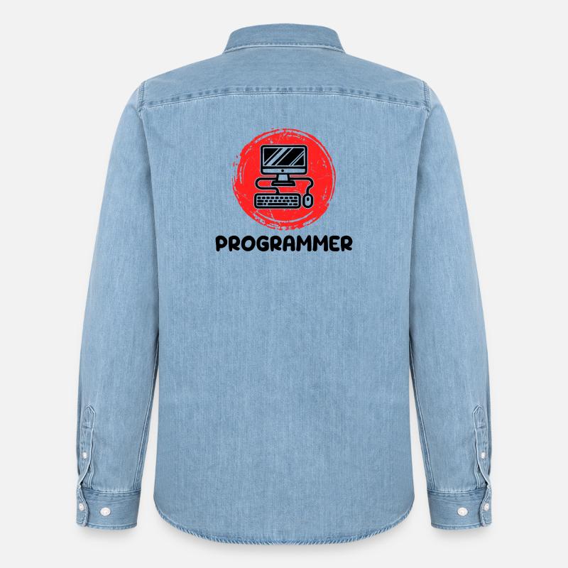 Computer Developer Programmer Code Scripting - Men’s Organic Denim Shirt by Stanley/Stella - light wash