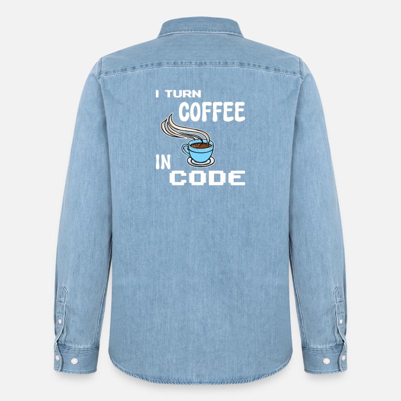 Developer Computerfreak Statement Programmierer - Männer Jeanshemd Organic von Stanley/Stella - verwaschenes Hellblau