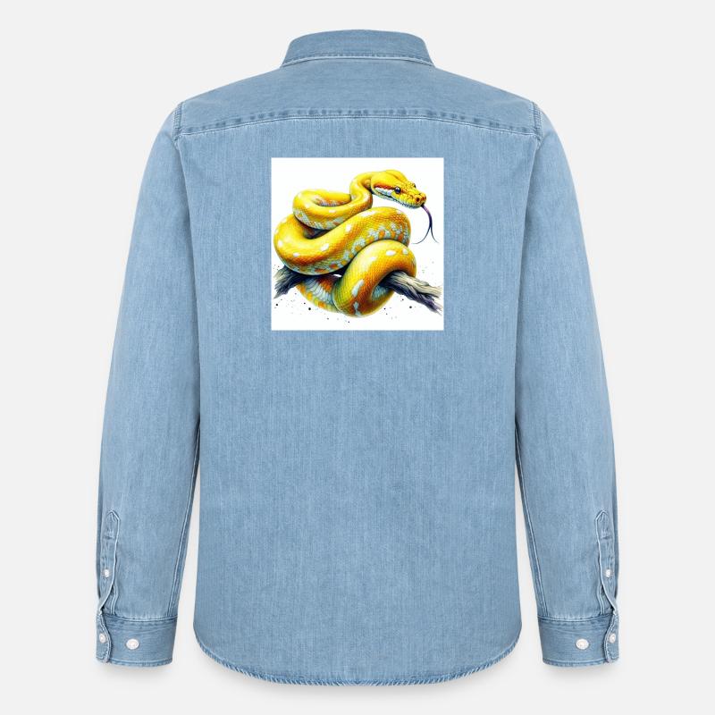 Yellow python - Men’s Organic Denim Shirt by Stanley/Stella - light wash