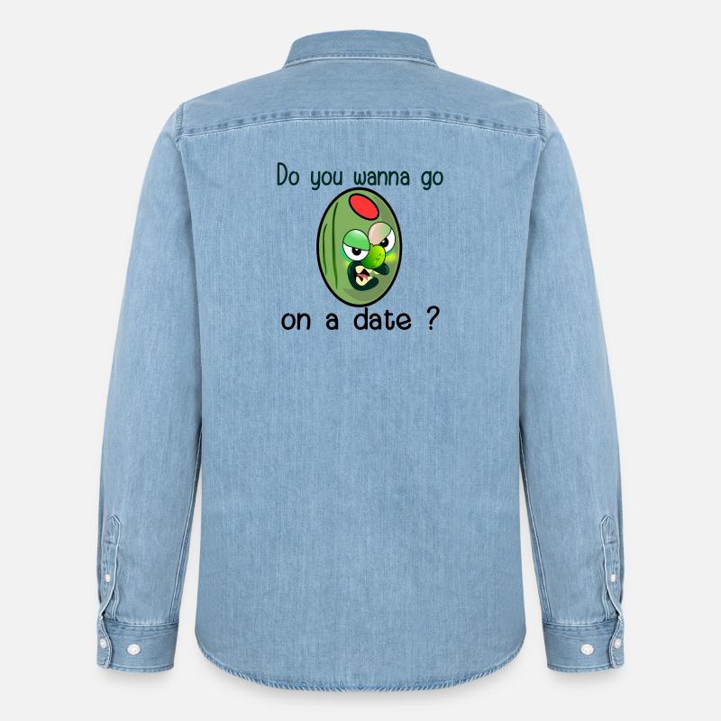 OLIVE THEORY FLIRT - DOMANDA DI APPUNTAMENTI - Camicia in denim uomo bio di Stanley/Stella - azzurro chiaro slavato