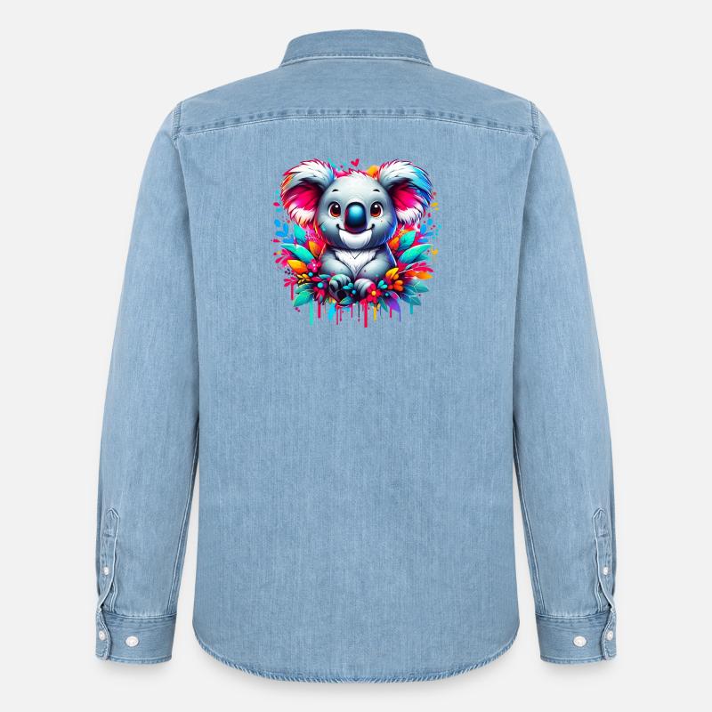 Koala - Männer Jeanshemd Organic von Stanley/Stella - verwaschenes Hellblau