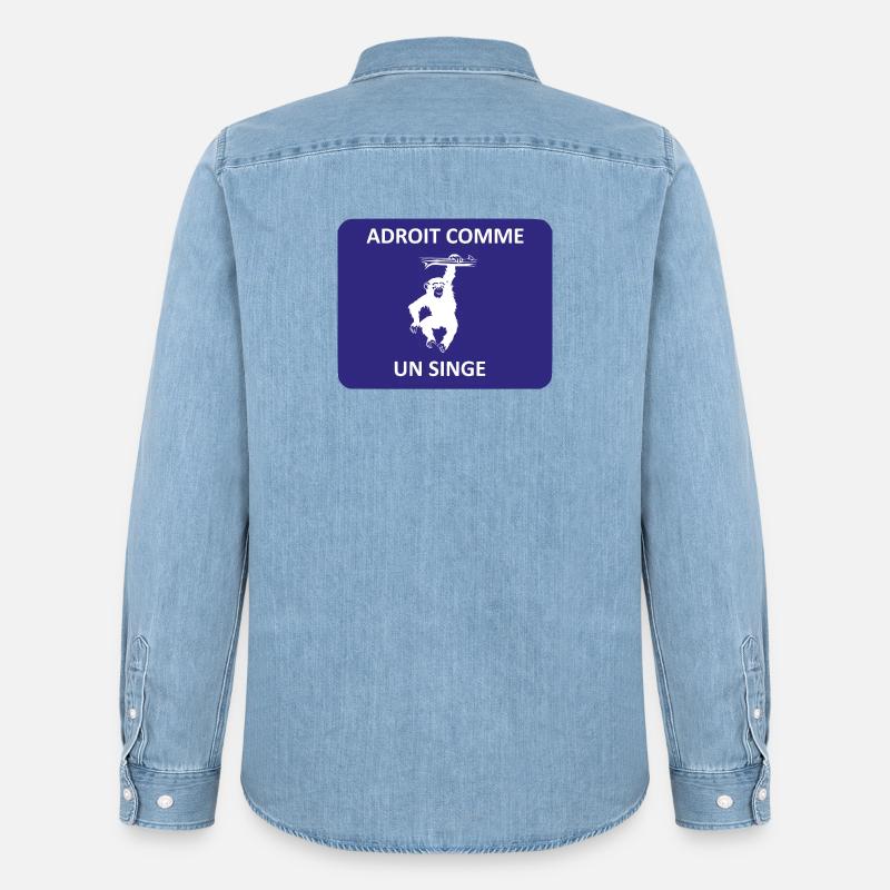 Geschickt wie ein Affe - Männer Jeanshemd Organic von Stanley/Stella - verwaschenes Hellblau