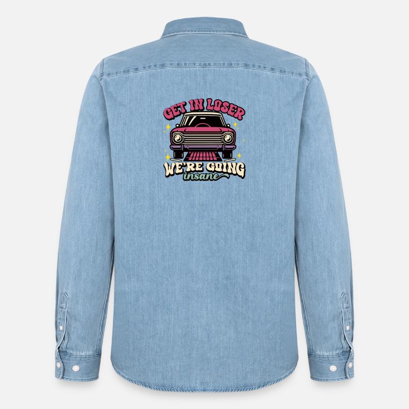 Retro Auto Verschwinde Wahnsinniges Design - Männer Jeanshemd Organic von Stanley/Stella - verwaschenes Hellblau