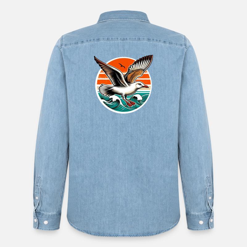 Möwe - Männer Jeanshemd Organic von Stanley/Stella - verwaschenes Hellblau