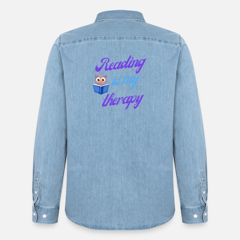 Lesetherapie-Geschenk - Männer Jeanshemd Organic von Stanley/Stella - verwaschenes Hellblau