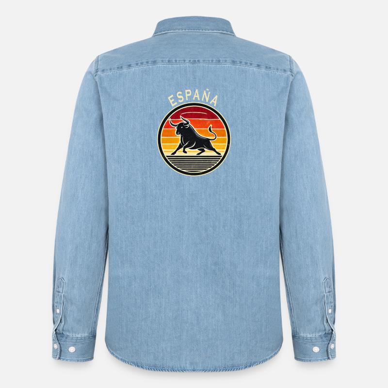Spanien España Stier Design - Männer Jeanshemd Organic von Stanley/Stella - verwaschenes Hellblau