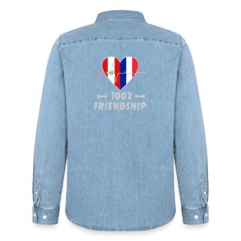 Peru und Frankreich 100% Freundschaft - Männer Jeanshemd Organic von Stanley/Stella - verwaschenes Hellblau - Hinten - AI Model Male 185 light (185cm)