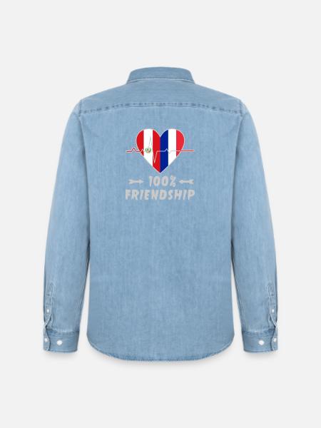 Peru und Frankreich 100% Freundschaft - Männer Jeanshemd Organic von Stanley/Stella - verwaschenes Hellblau