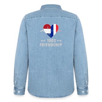 Niederlande und Frankreich 100% Freundschaft - Männer Jeanshemd Organic von Stanley/Stella - verwaschenes Hellblau - Hinten - AI Model Male 185 light (185cm)