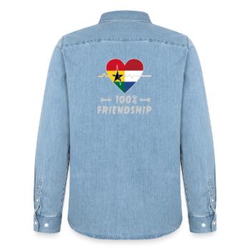 100 % amitié entre le Ghana et les Pays-Bas - Chemise en denim homme bio Stanley/Stella - bleu clair délavé - Dos - AI Model Male 185 light (185cm)