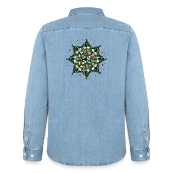 toller Weihnachtsstern im geometrischen Stil - Männer Jeanshemd Organic von Stanley/Stella - verwaschenes Hellblau - Hinten - AI Model Male 185 light (185cm)