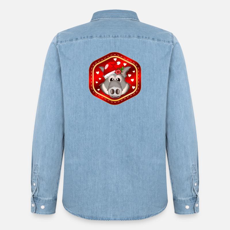 WEIHNACHTSGESCHENKE WILDSCHWEINE - Männer Jeanshemd Organic von Stanley/Stella - verwaschenes Hellblau