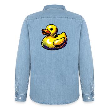Caneton Canard Canard Canard - Chemise en denim homme bio Stanley/Stella - bleu clair délavé - Dos - AI Model Male 185 light (185cm)