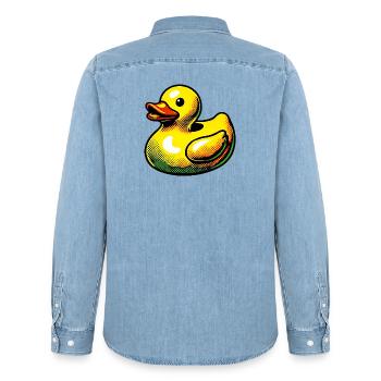 Caneton Canard Canard Canard - Chemise en denim homme bio Stanley/Stella - bleu clair délavé - Dos - AI Model Male 185 light (185cm)