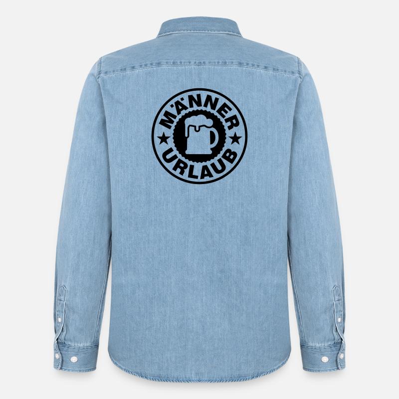 Männer Urlaub Bier - Männer Jeanshemd Organic von Stanley/Stella - verwaschenes Hellblau