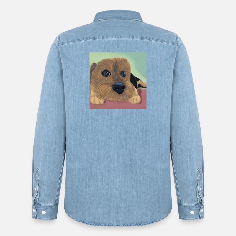 Hundeaugen oder Liebesreflex - Männer Jeanshemd Organic von Stanley/Stella - verwaschenes Hellblau