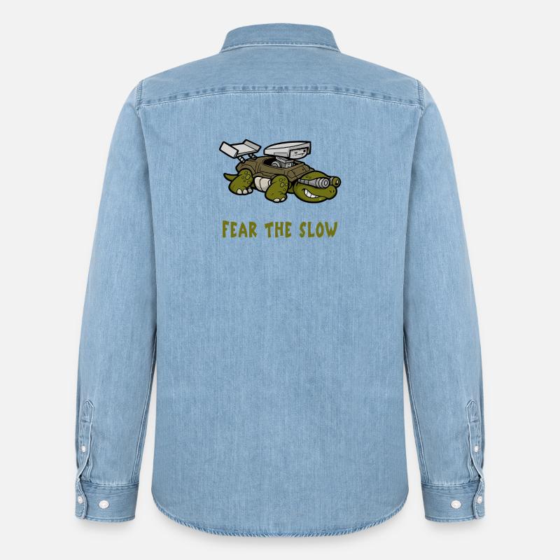 Angst vor der Langsamkeit Schildkröte - Männer Jeanshemd Organic von Stanley/Stella - verwaschenes Hellblau