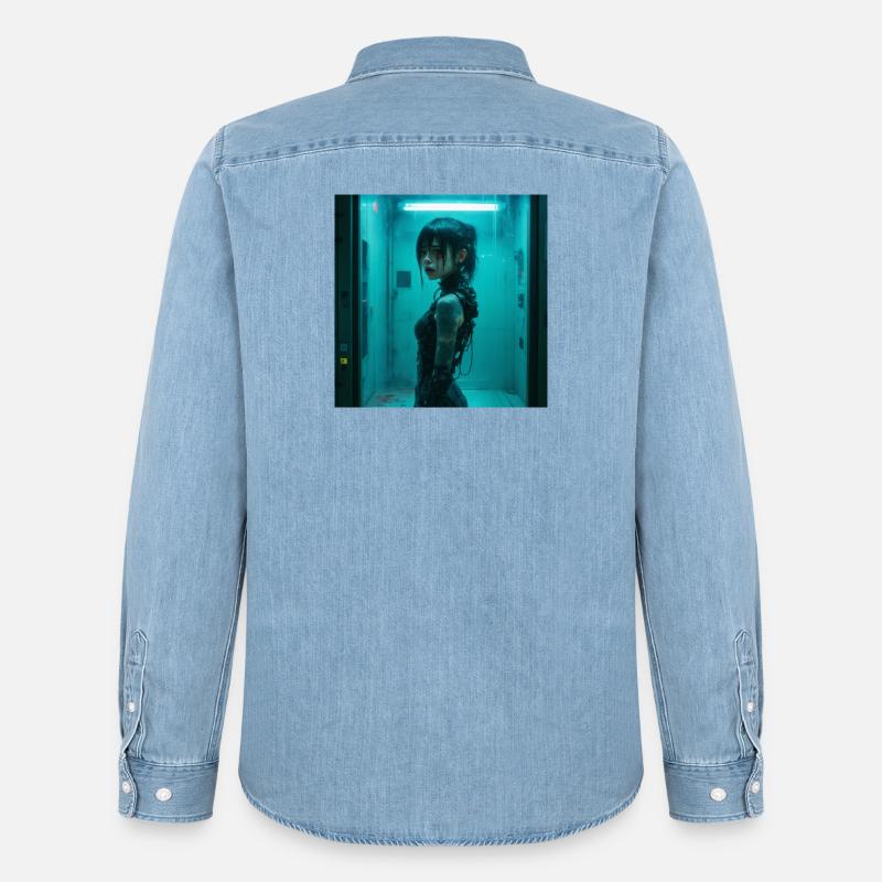 N-dless Nights: Isolation - Männer Jeanshemd Organic von Stanley/Stella - verwaschenes Hellblau