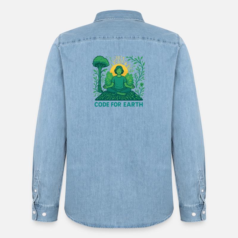 Code for Earth - Männer Jeanshemd Organic von Stanley/Stella - verwaschenes Hellblau