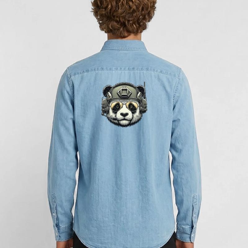 Panda Militär Armee Design Männer Jeanshemd Organic von Stanley/Stella